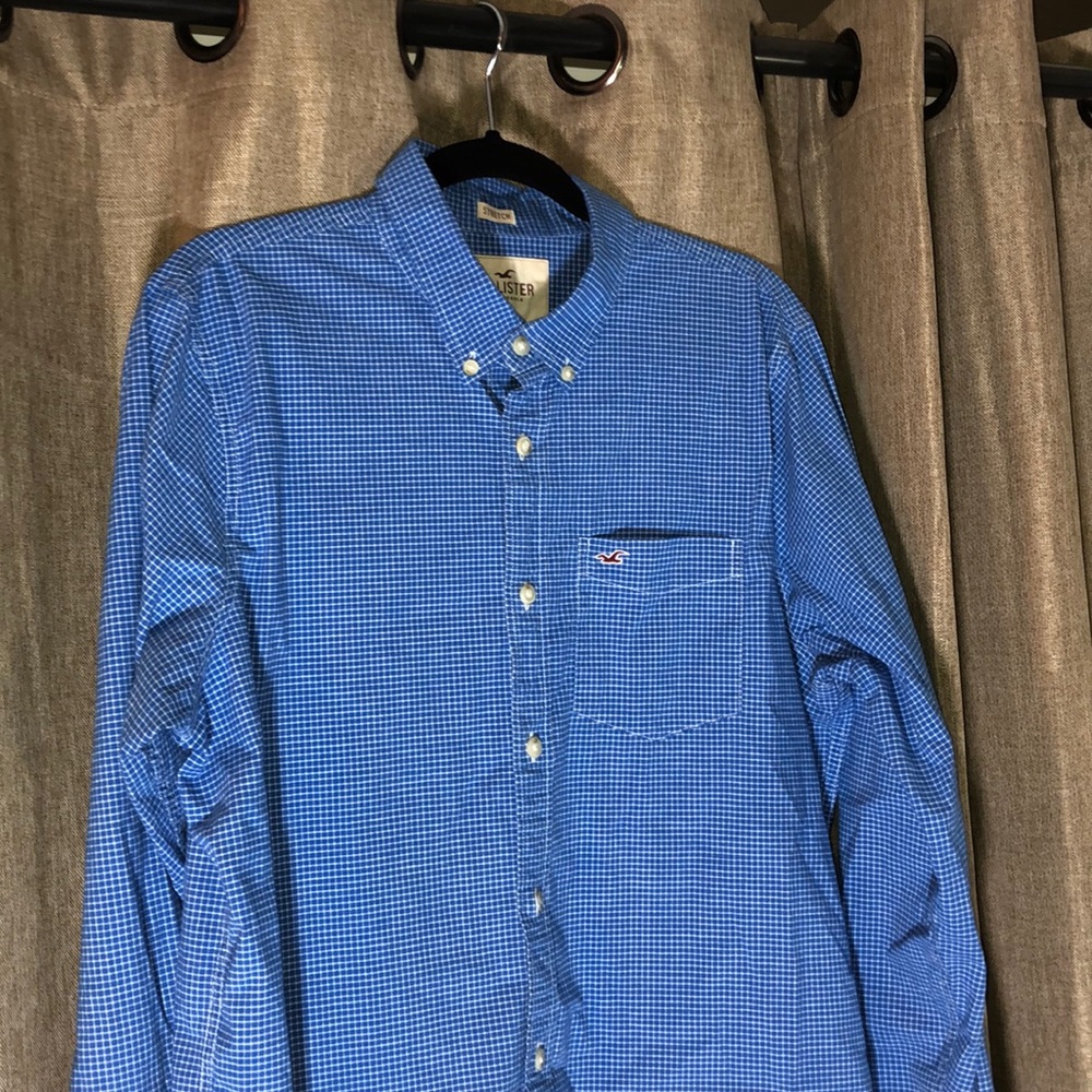 Hollister Blue Plaid Button-Down